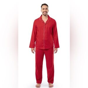 Red Fruit of the Loom Men's Flannel Top and Bottom Pajama Set